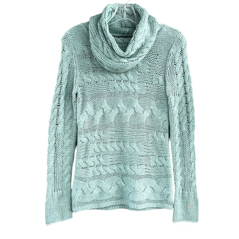 Banana Republic Sage Green Alpaca Wool Blend Chunky Turtleneck Sweater Size Smal - Picture 1 of 5